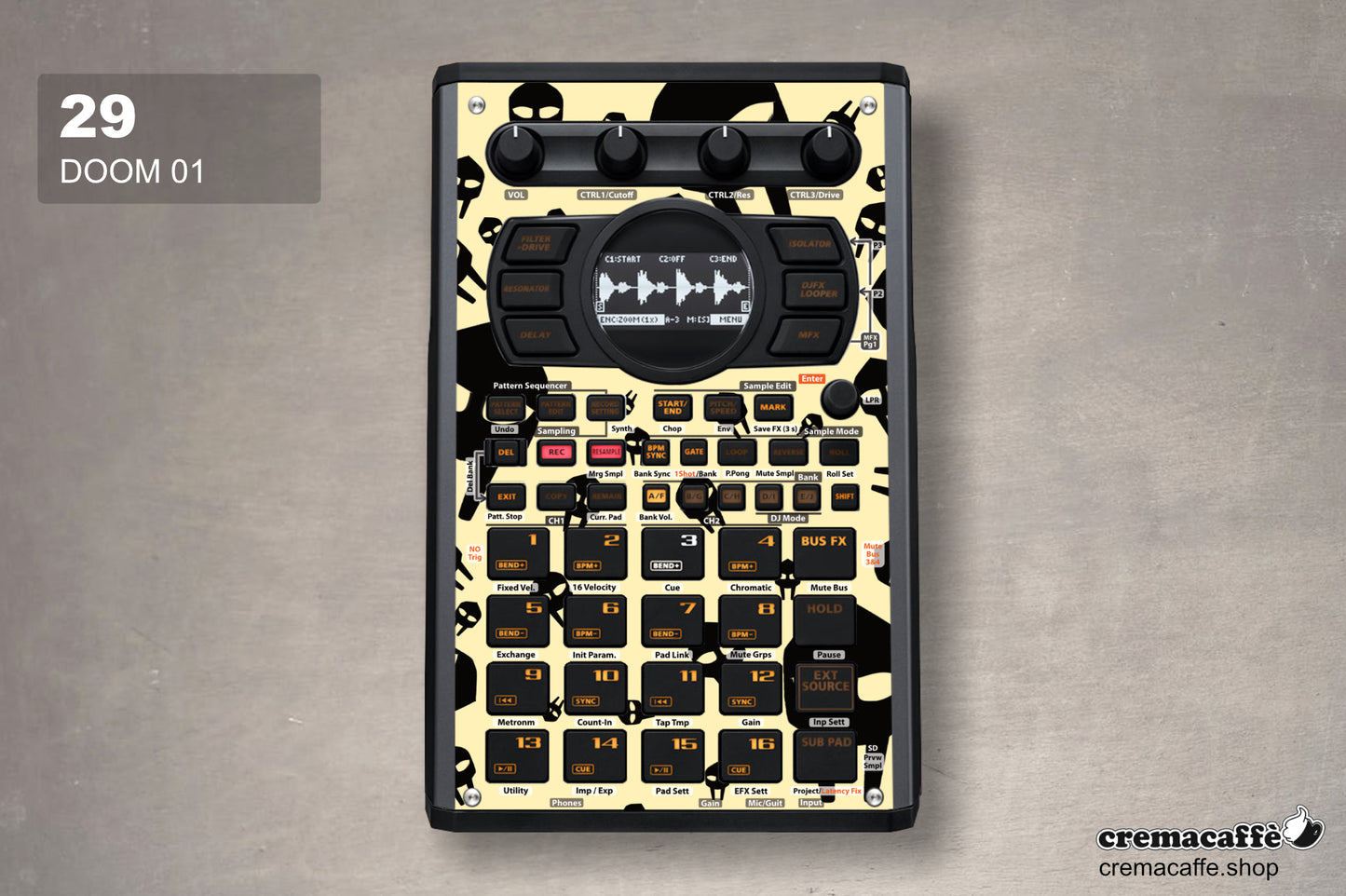MF DOOM Tribute - DIY Skin for the Roland SP-404 MK2 by Cremacaffe Design
