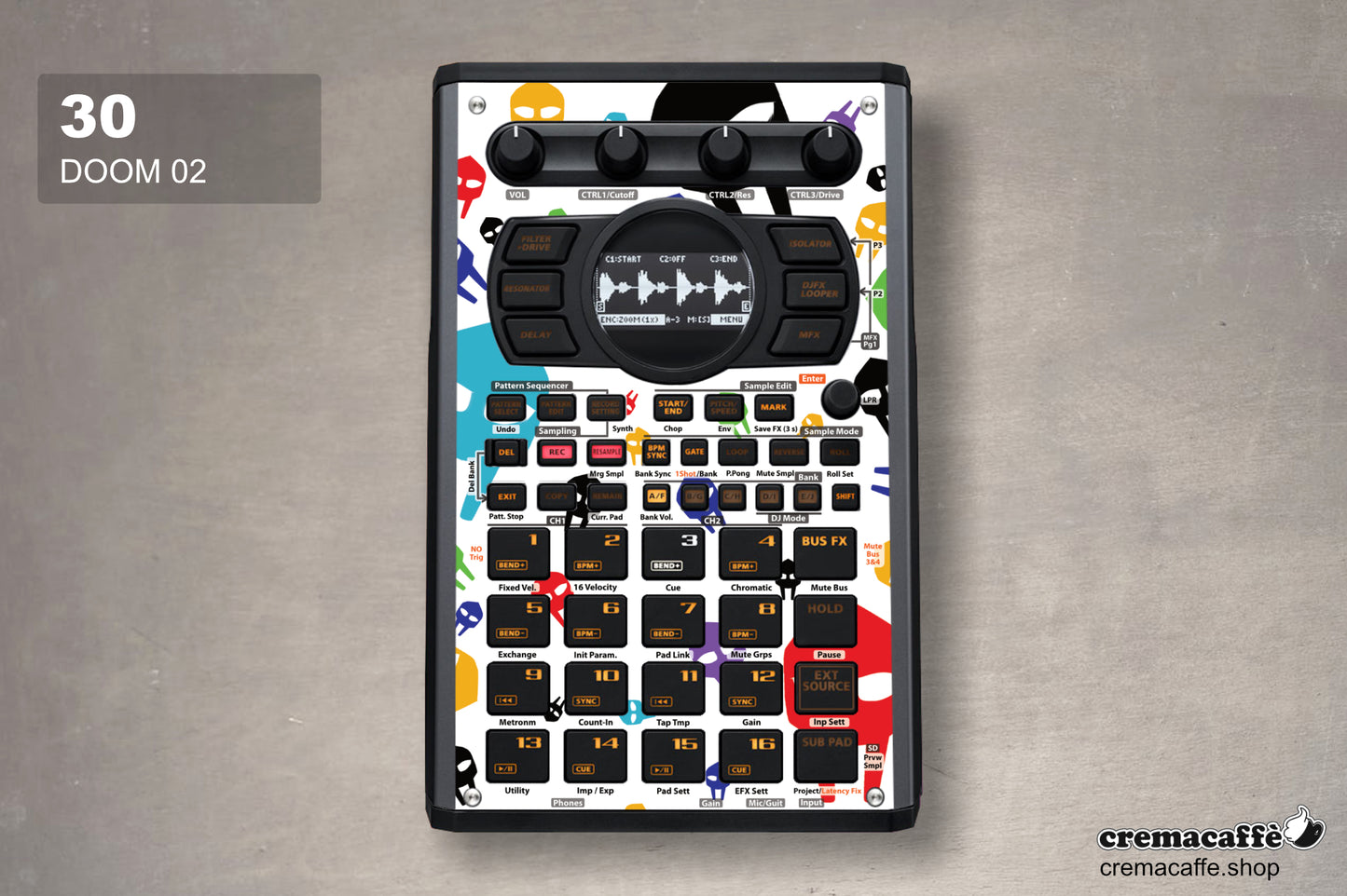 MF DOOM Tribute - DIY Skin for the Roland SP-404 MK2 by Cremacaffe Design