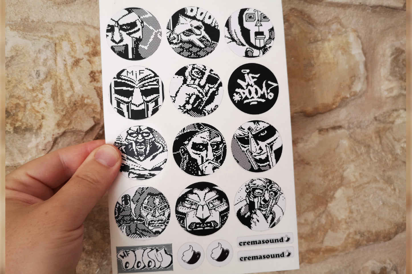MF DOOM black and white sticker set - Cremacaffe Design