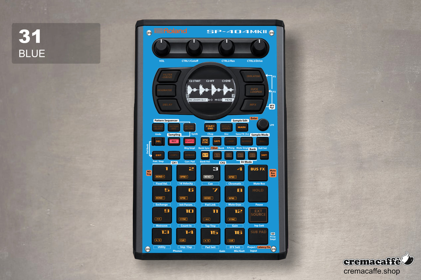 BLUE - Skin for the Roland SP-404 MK2 by Cremacaffe Design