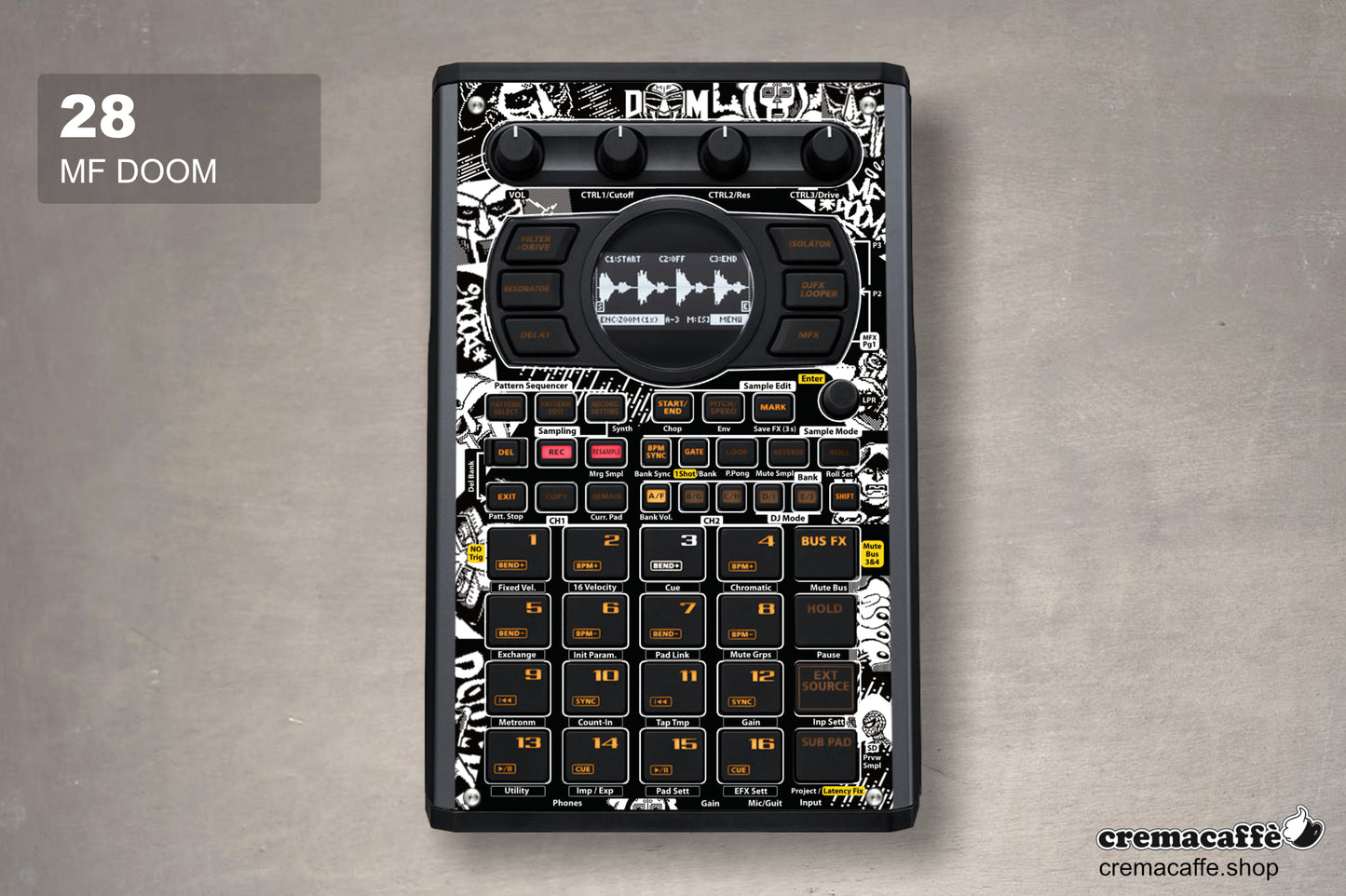 MF DOOM Tribute - DIY Skin for the Roland SP-404 MK2 by Cremacaffe Design