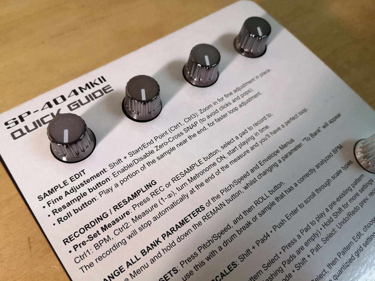 SP-404 MK2 Quick Guide Card + Dust Cover | Cremacaffe Design