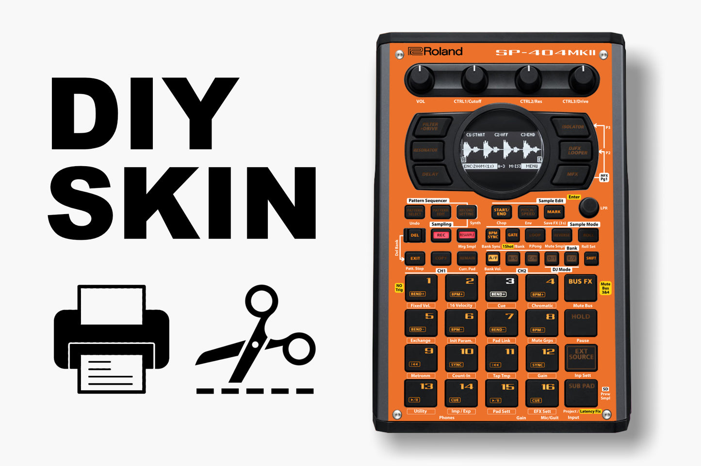 DIY Print and Cut Skins for the Roland SP-404 MK2 by Cremacaffe Design