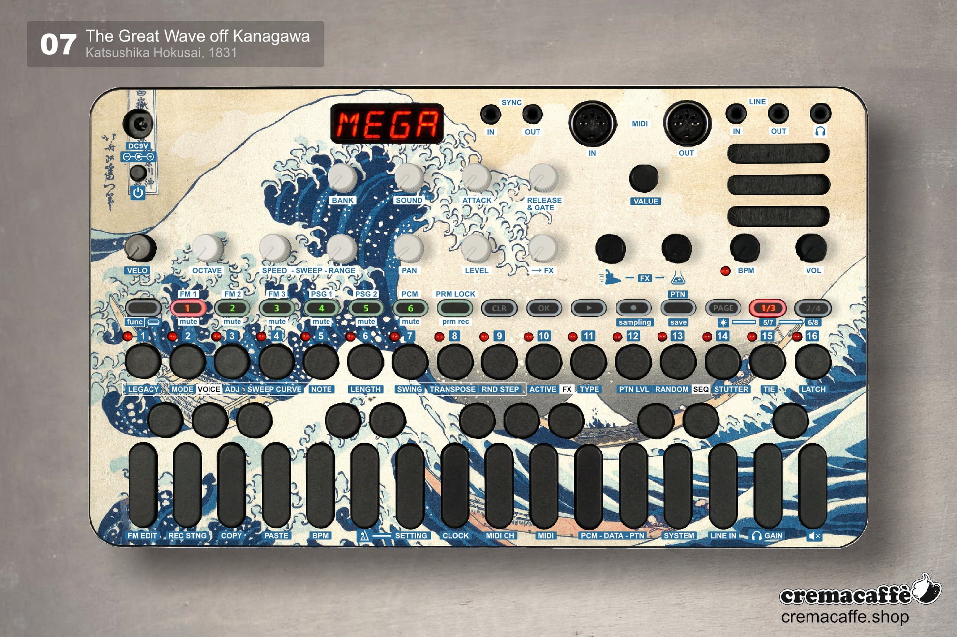 Sonicware LIVEN Skin - The Great Wave off Kanagawa - Cremacaffe Design