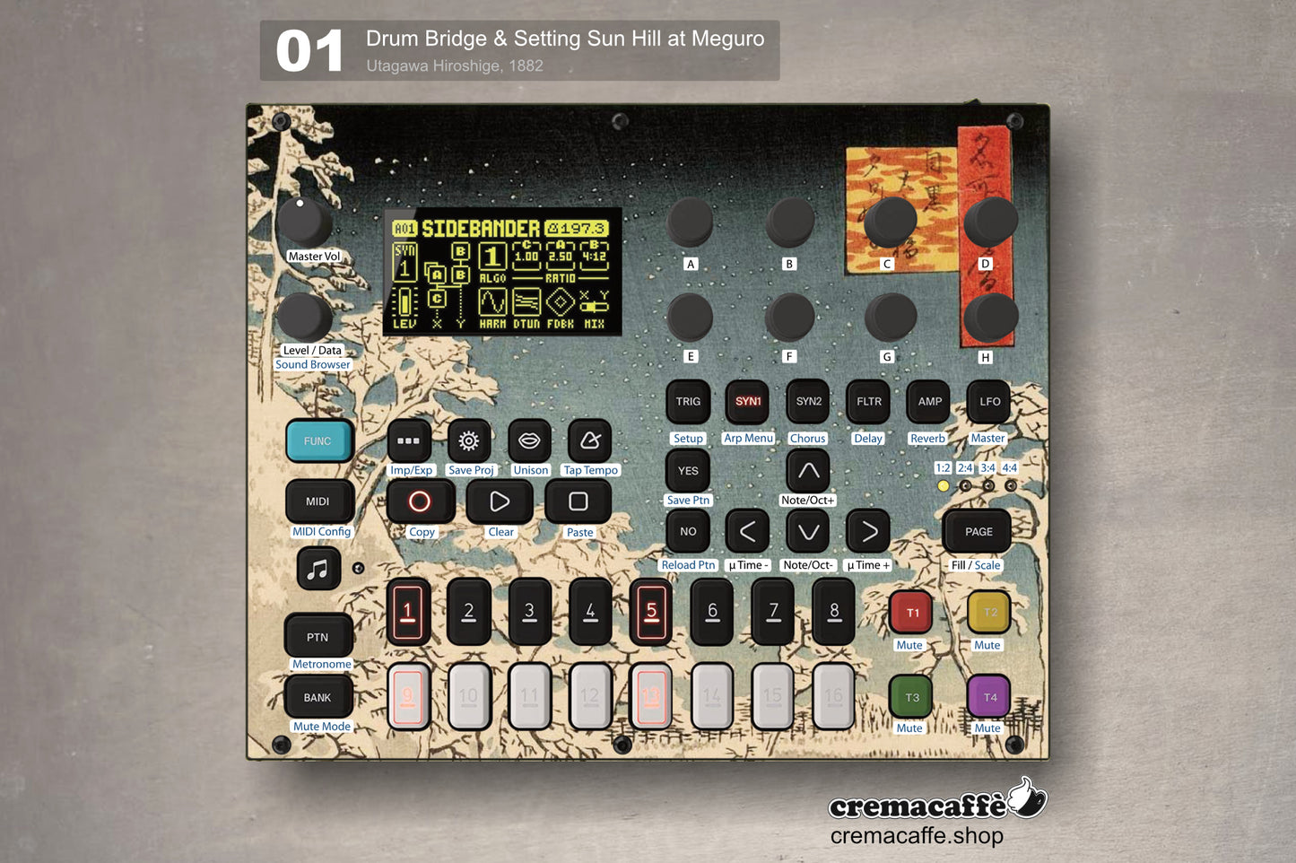 Elektron Digitone Skin - Drum bridge and Setting Sun Hill at Meguro | Cremacaffè Design