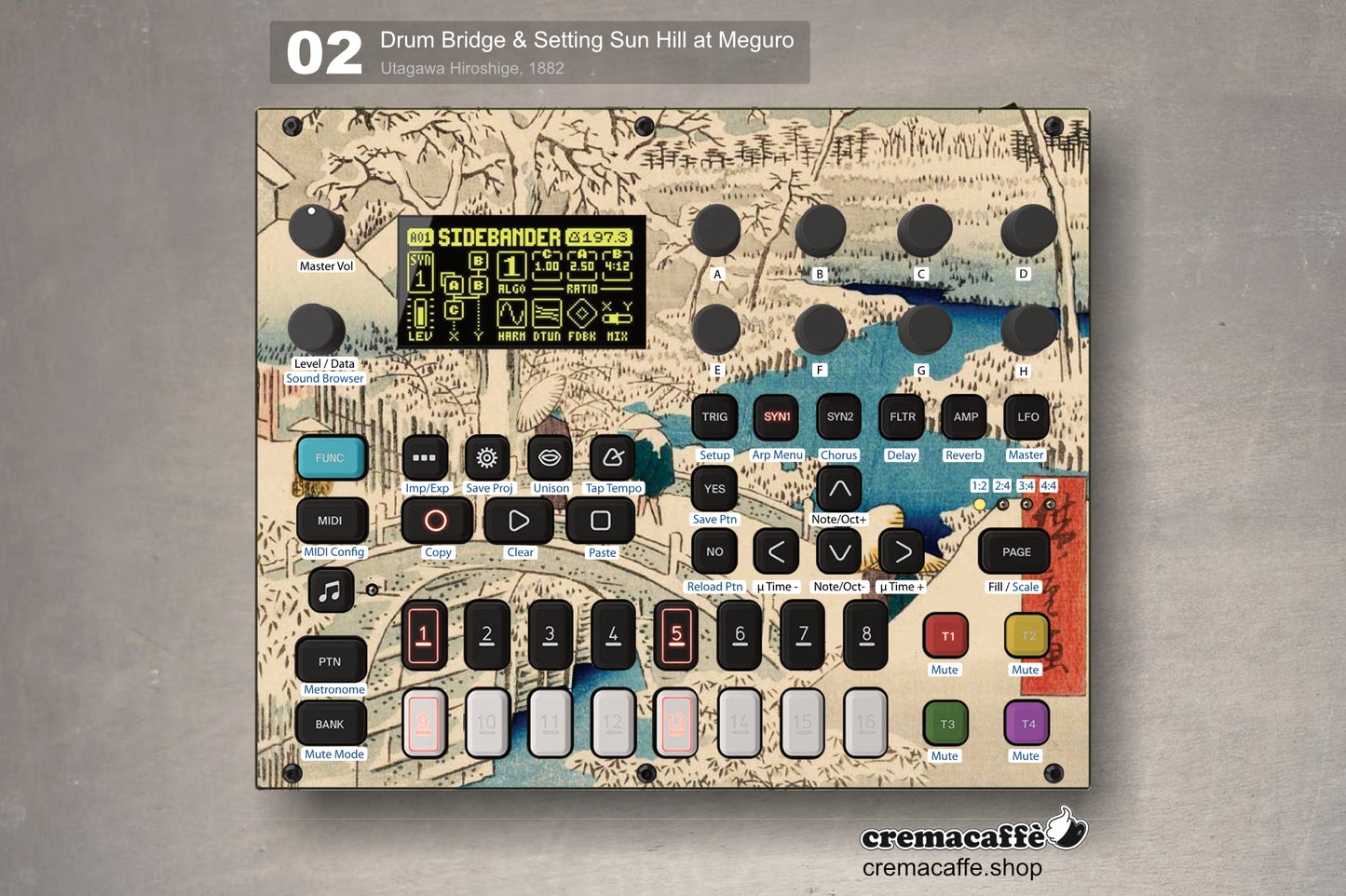 Elektron Digitone Skin - Drum bridge and Setting Sun Hill at Meguro | Cremacaffè Design