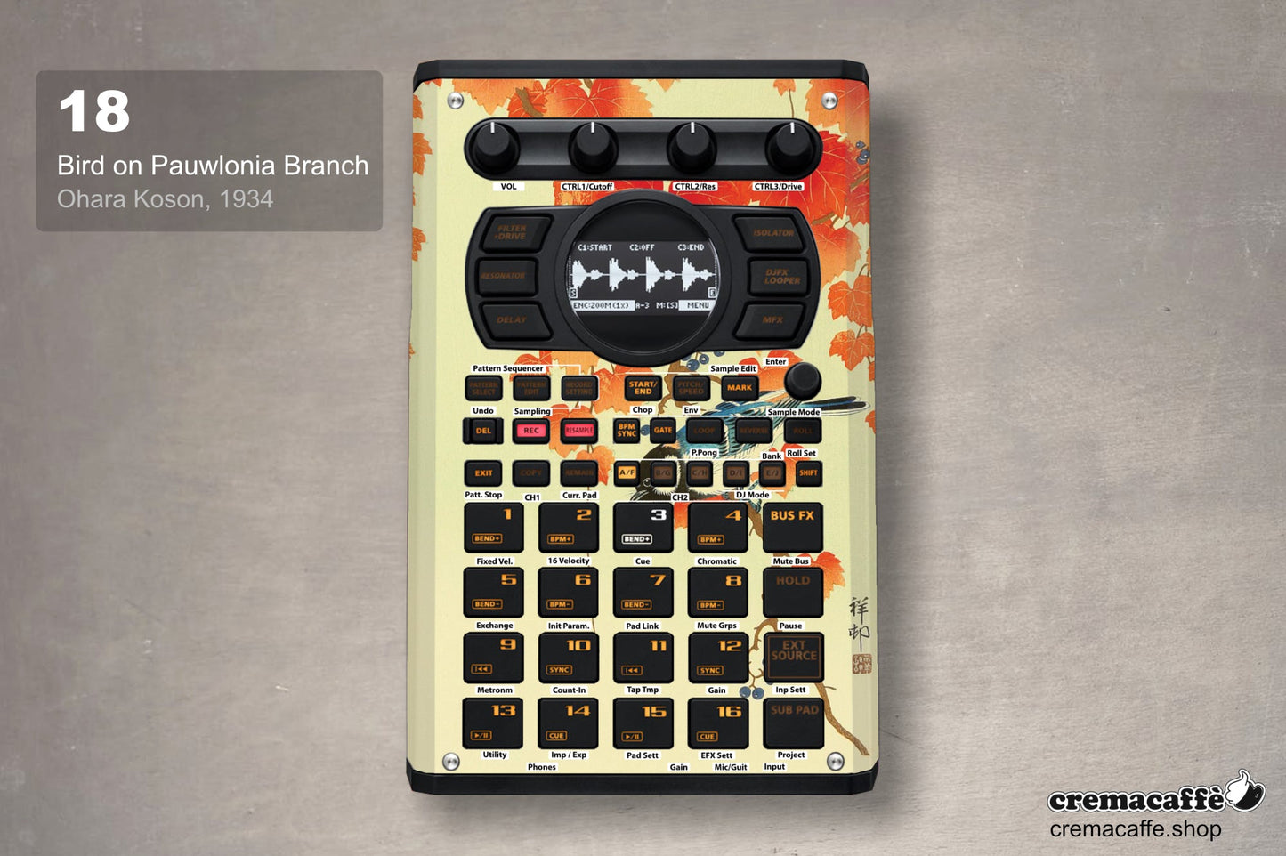 SP-404 MK2 Skin: Bird on Paulownia Branch | Cremacaffe Design