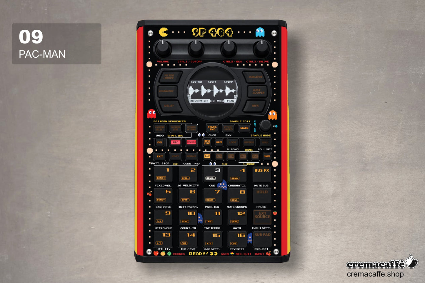 SP-404 MK2 Skin: PAC-MAN | Cremacaffe Design