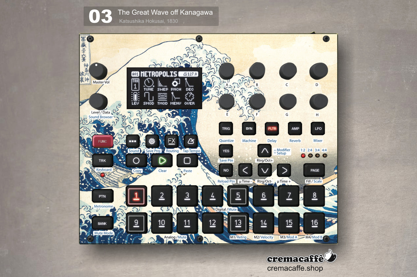 Elektron Syntakt Skin - The Great Wave Off Kanagawa | Cremacaffè Design