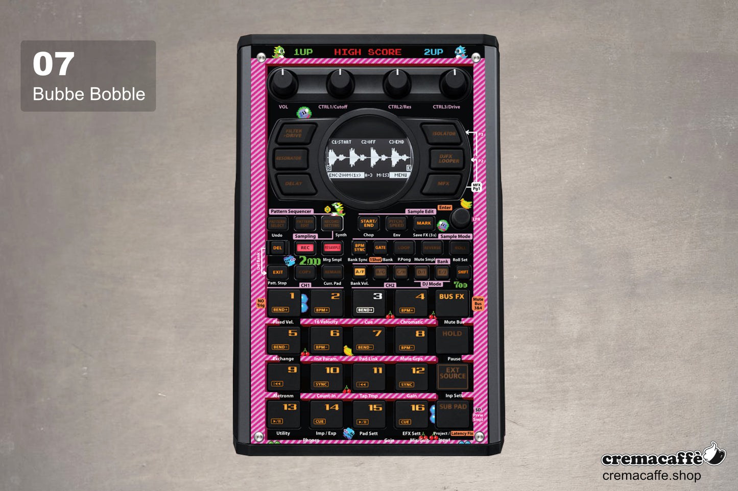 SP-404 MK2 non-adhesive skin "Bubble Bobble" - Cremacaffe Design