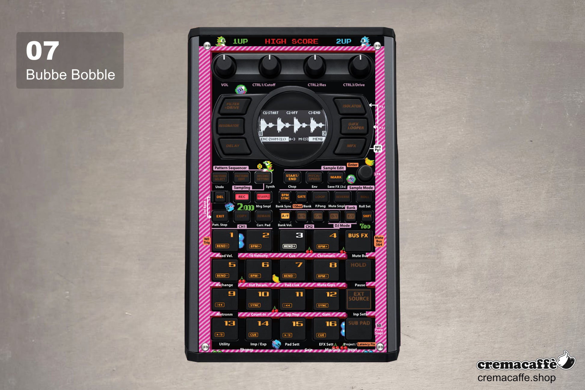 SP-404 MK2 non-adhesive skin "Bubble Bobble" - Cremacaffe Design