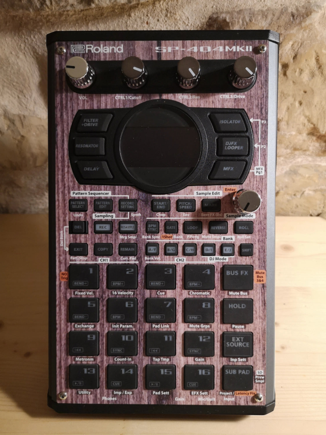 12 SP-404 MK2 Custom Skin - Wood - Cremacaffe Design
