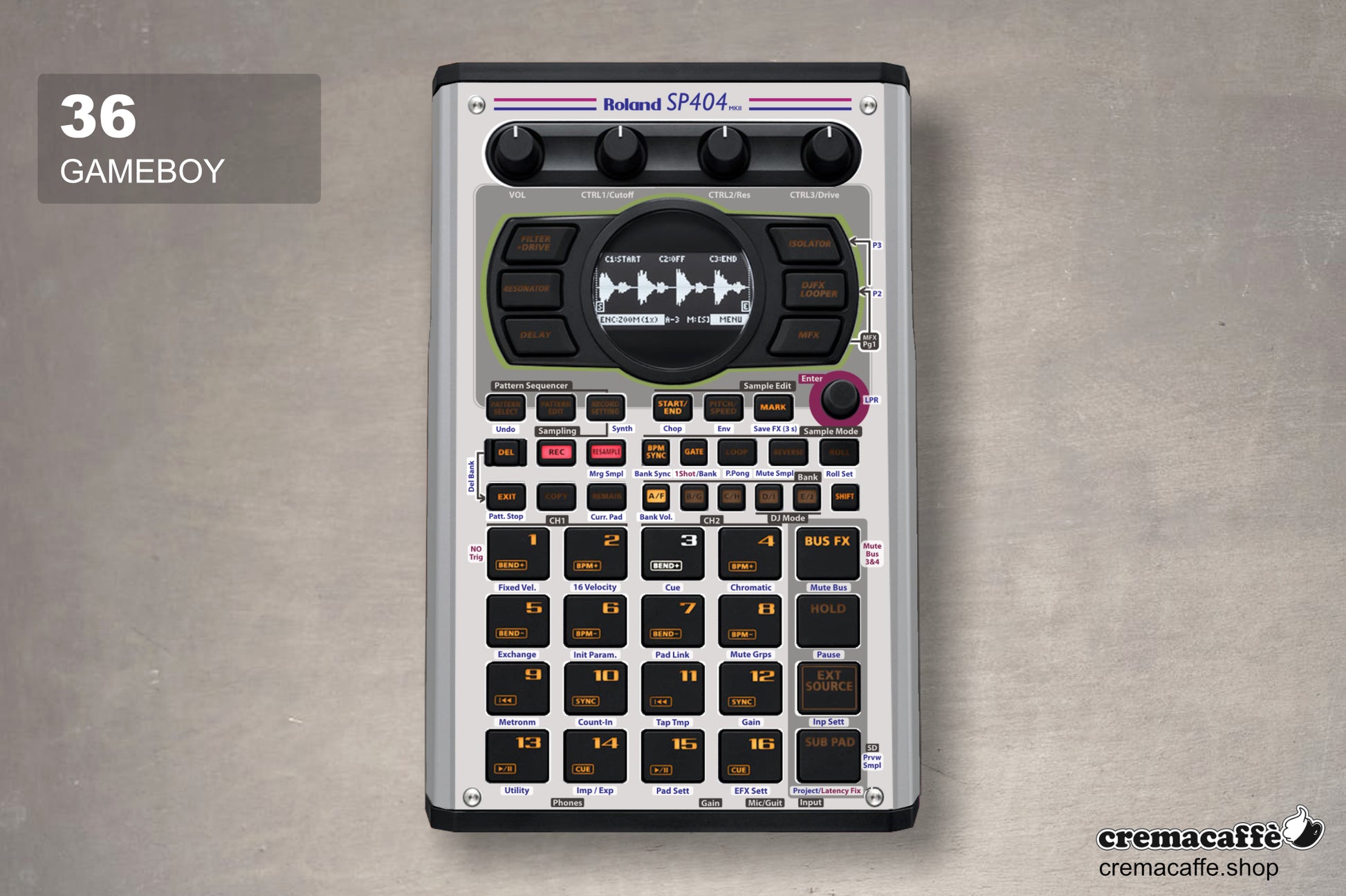 GameBoy - Skin for the Roland SP-404 MK2 by Cremacaffe Design