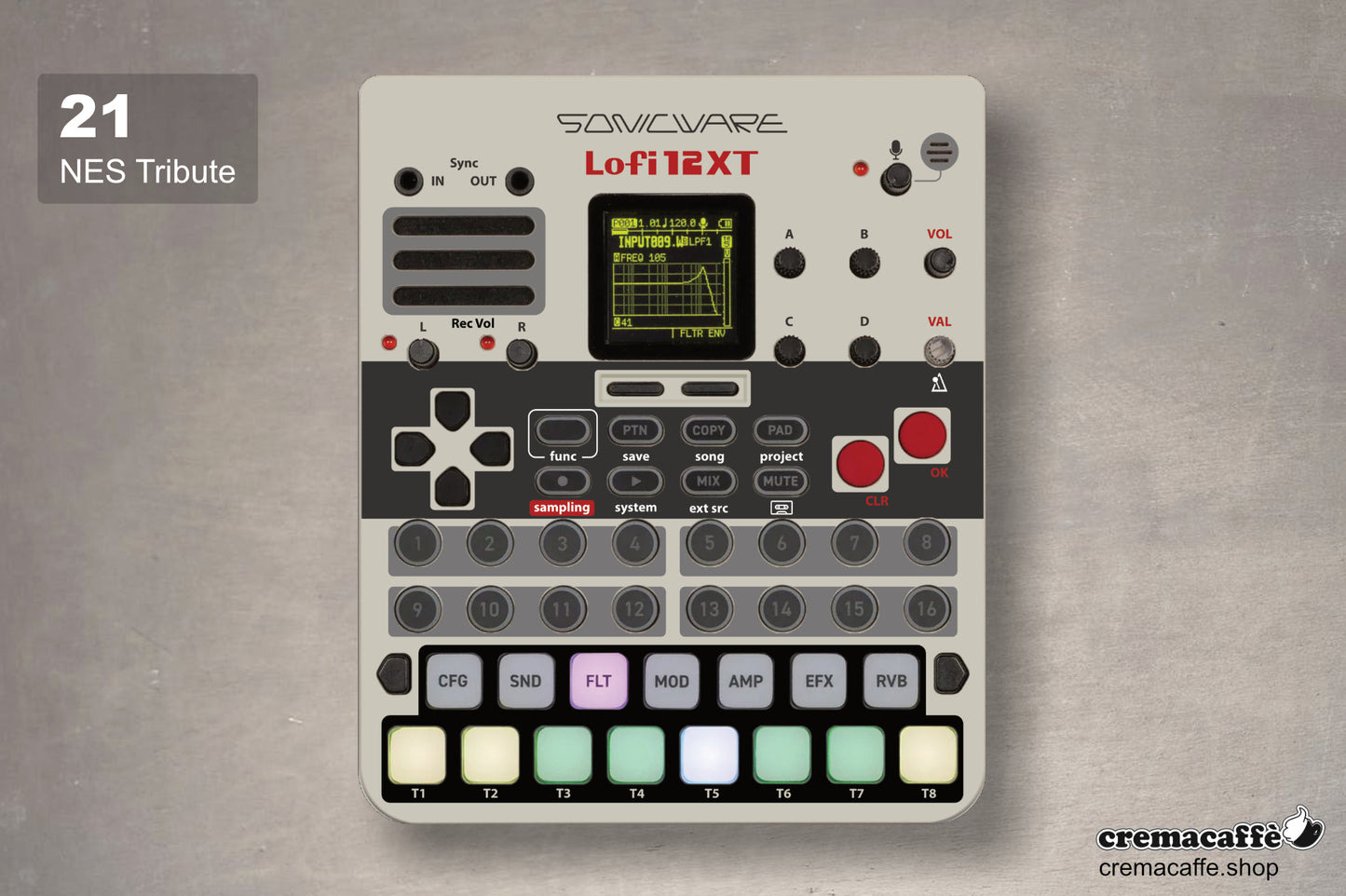 Sonicware LoFi-12 XT "NES Tribute" Skin - Cremacaffe Design