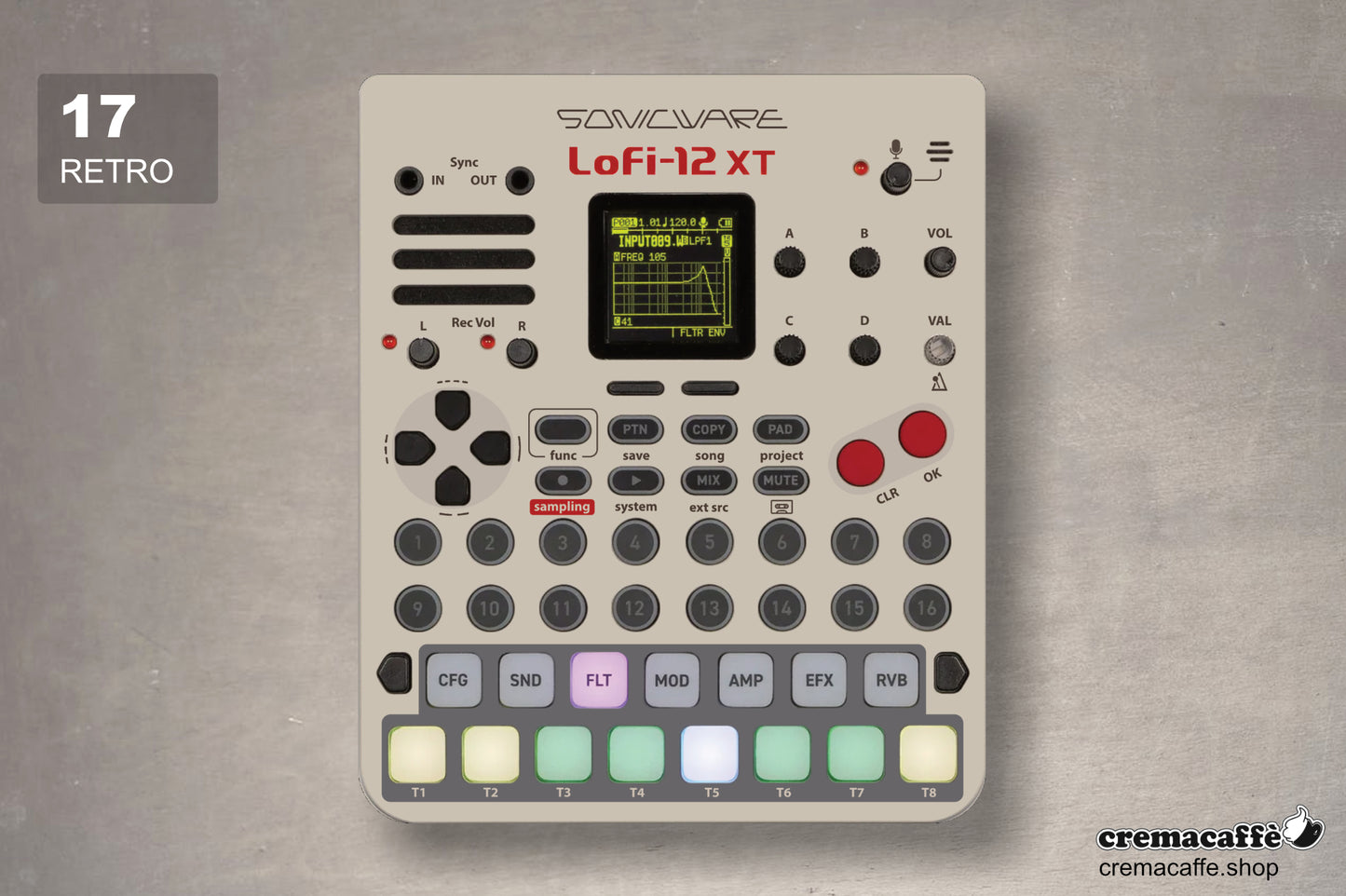 Sonicware LoFi-12 XT Retro Edition Skin - Cremacaffe Design