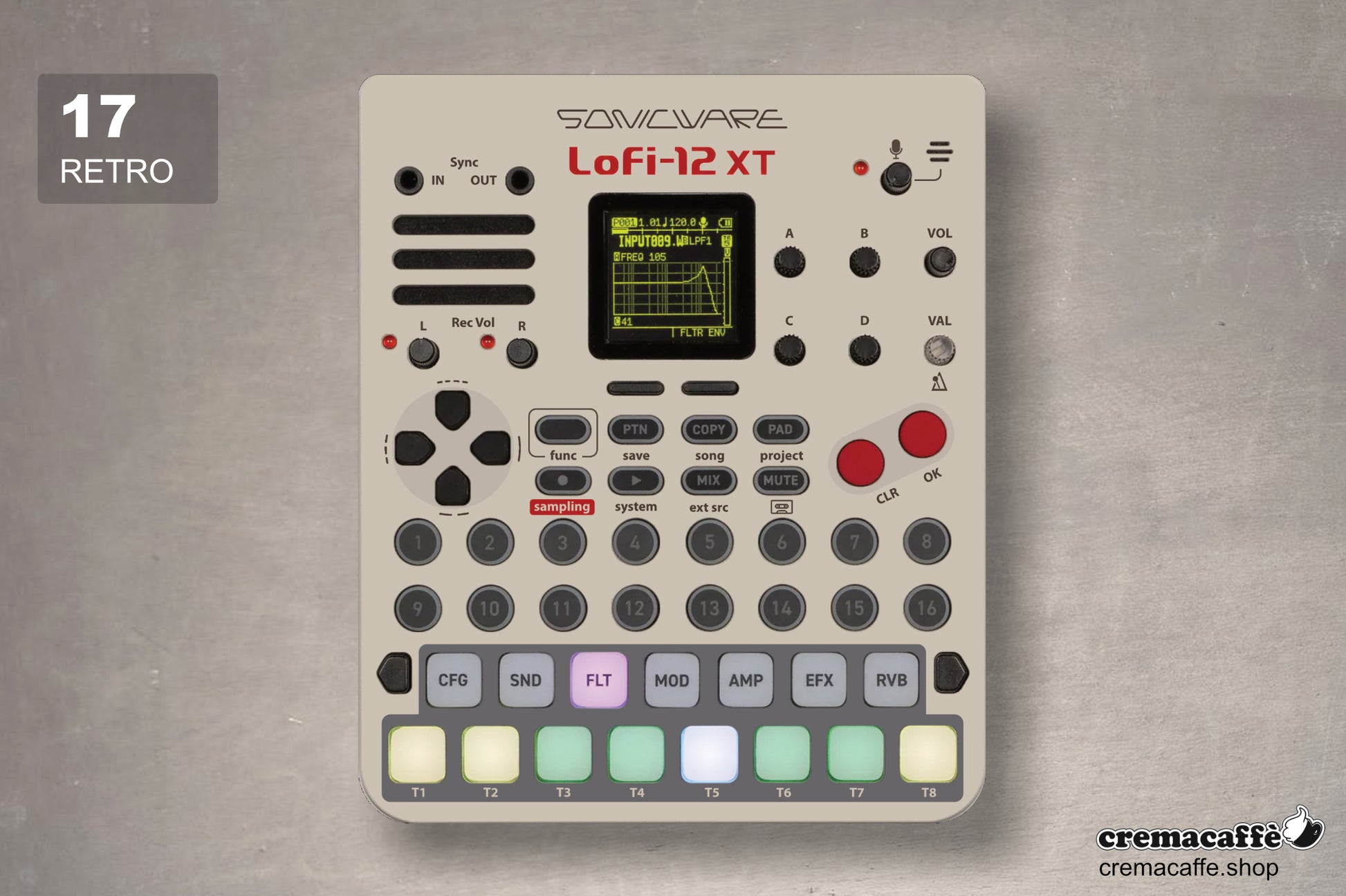 Sonicware LoFi-12 XT Retro Edition Skin - Cremacaffe Design