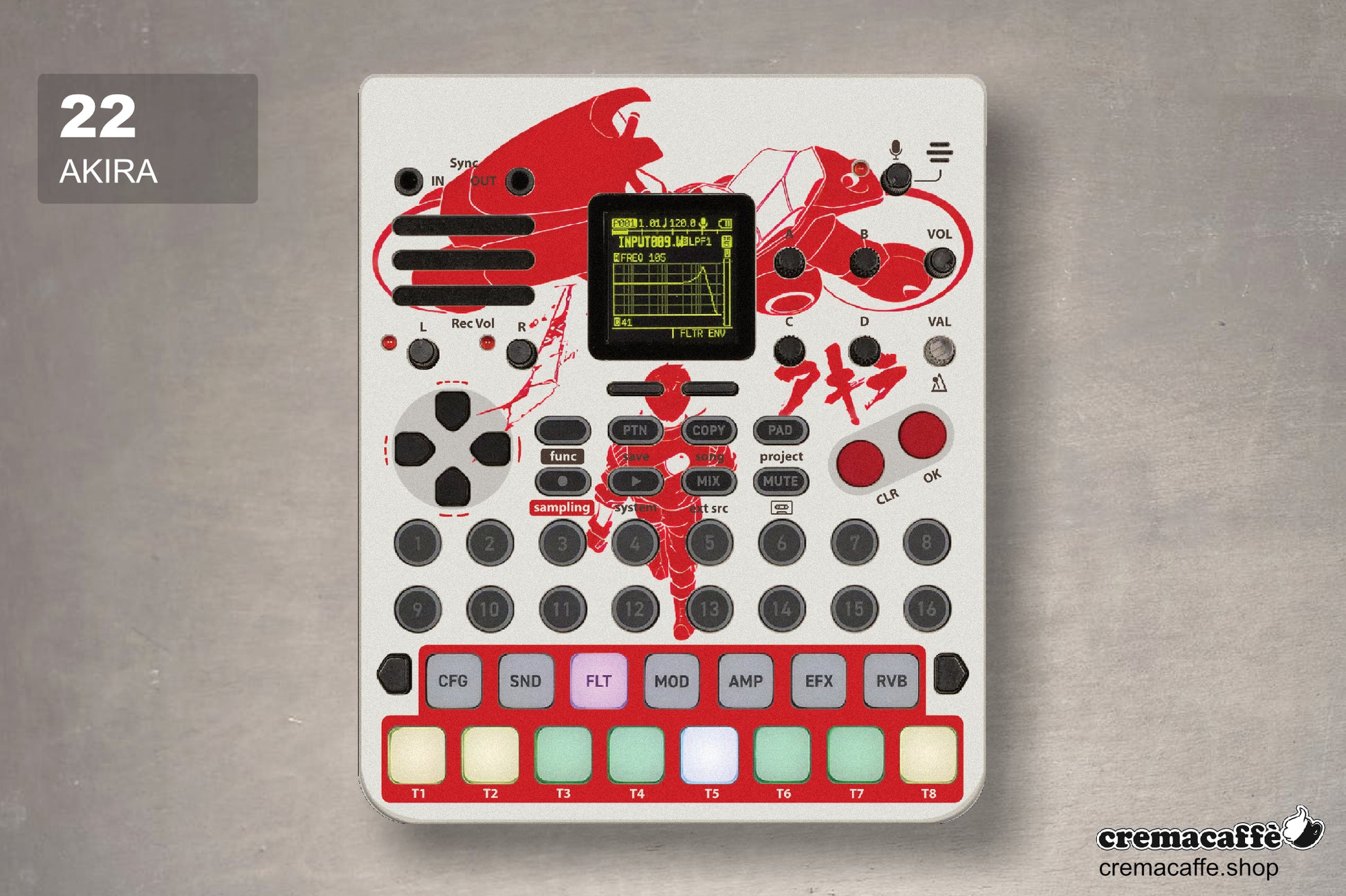 Sonicware LoFi-12 XT "AKIRA Tribute" Skin - Cremacaffe Design