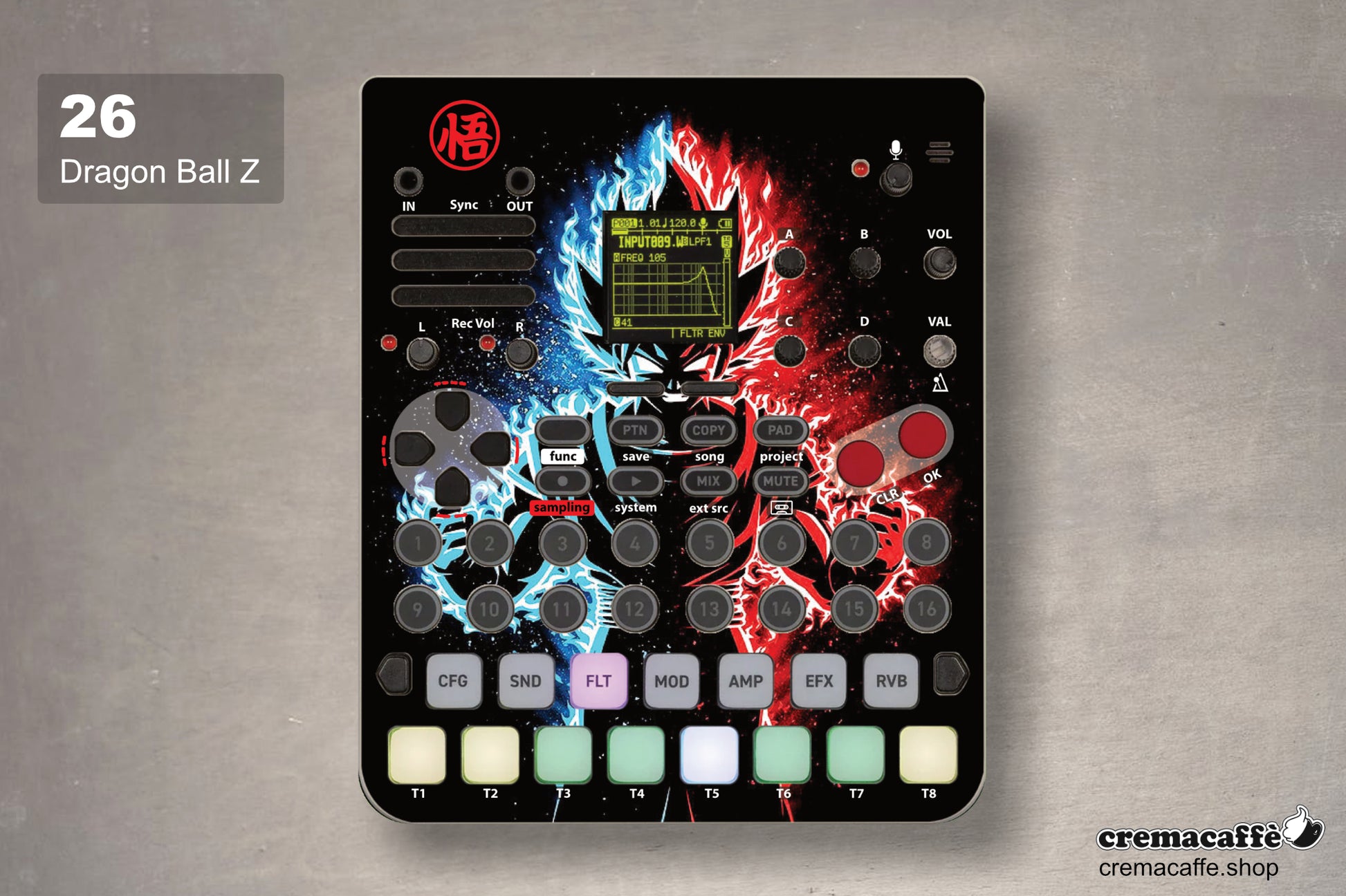 Dragon Ball Z design - Sonicware LOFI-12 XT  - Cremacaffe Design
