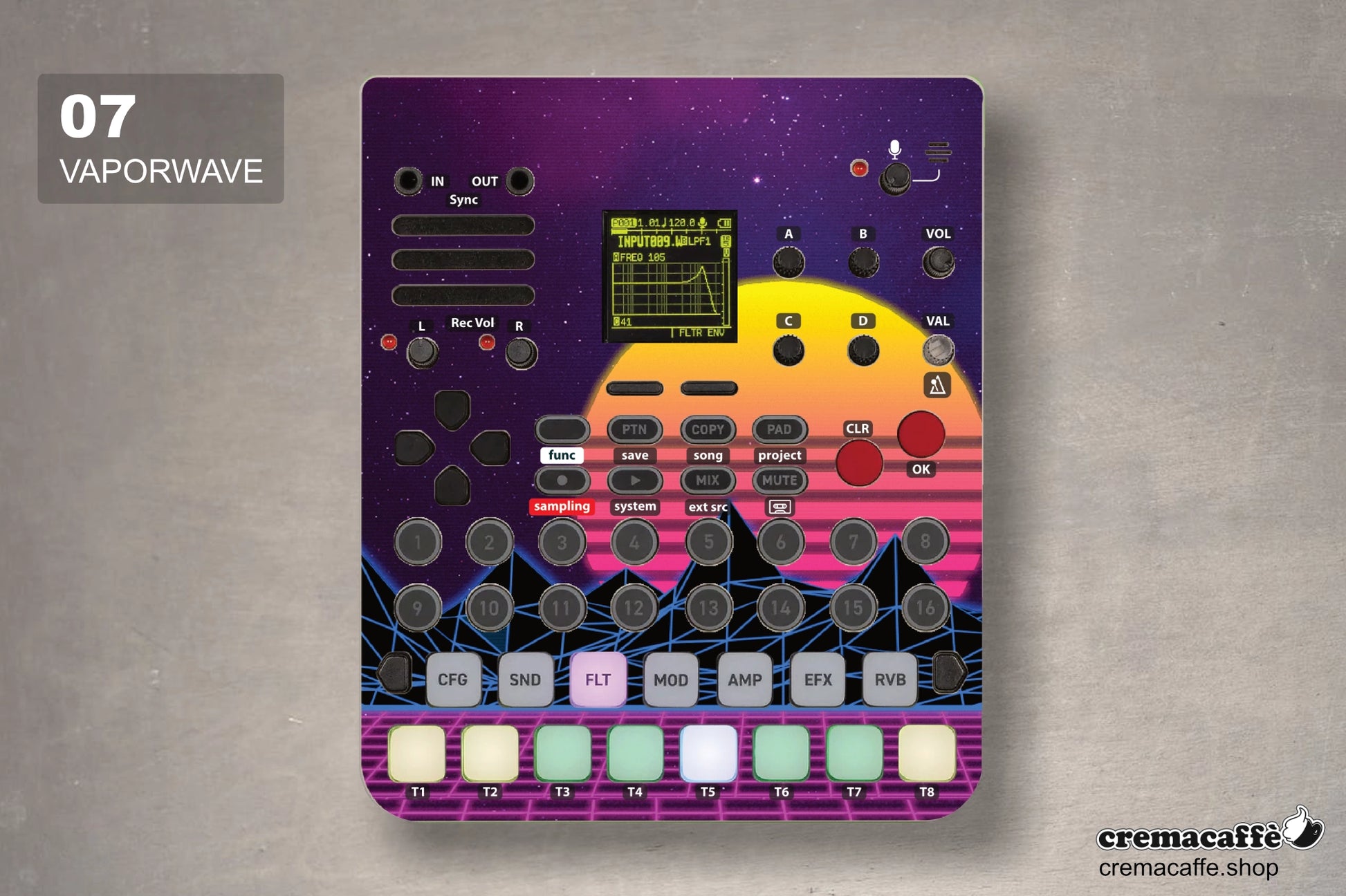 Vaporwave design - Sonicware LOFI-12 XT  - Cremacaffe Design