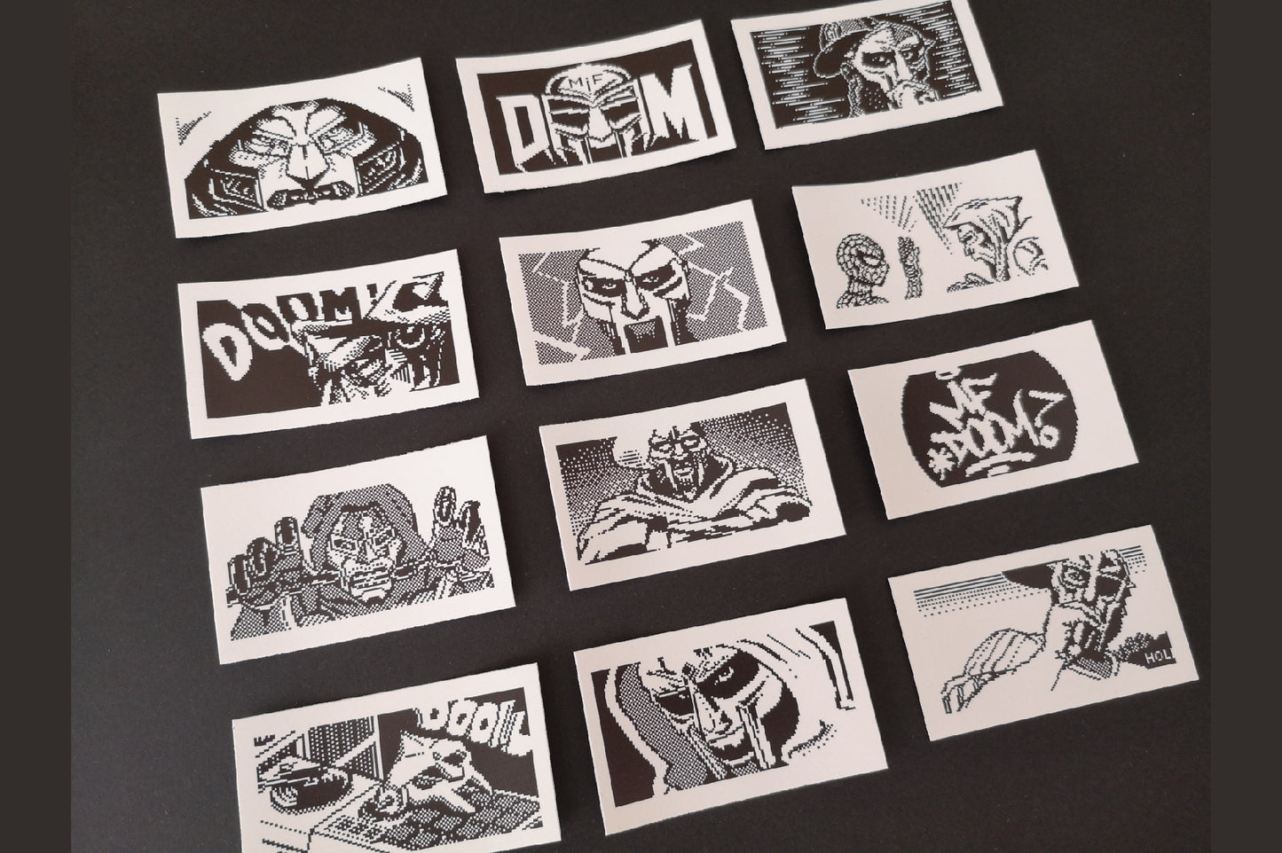 MF DOOM black and white sticker set - Cremacaffe Design