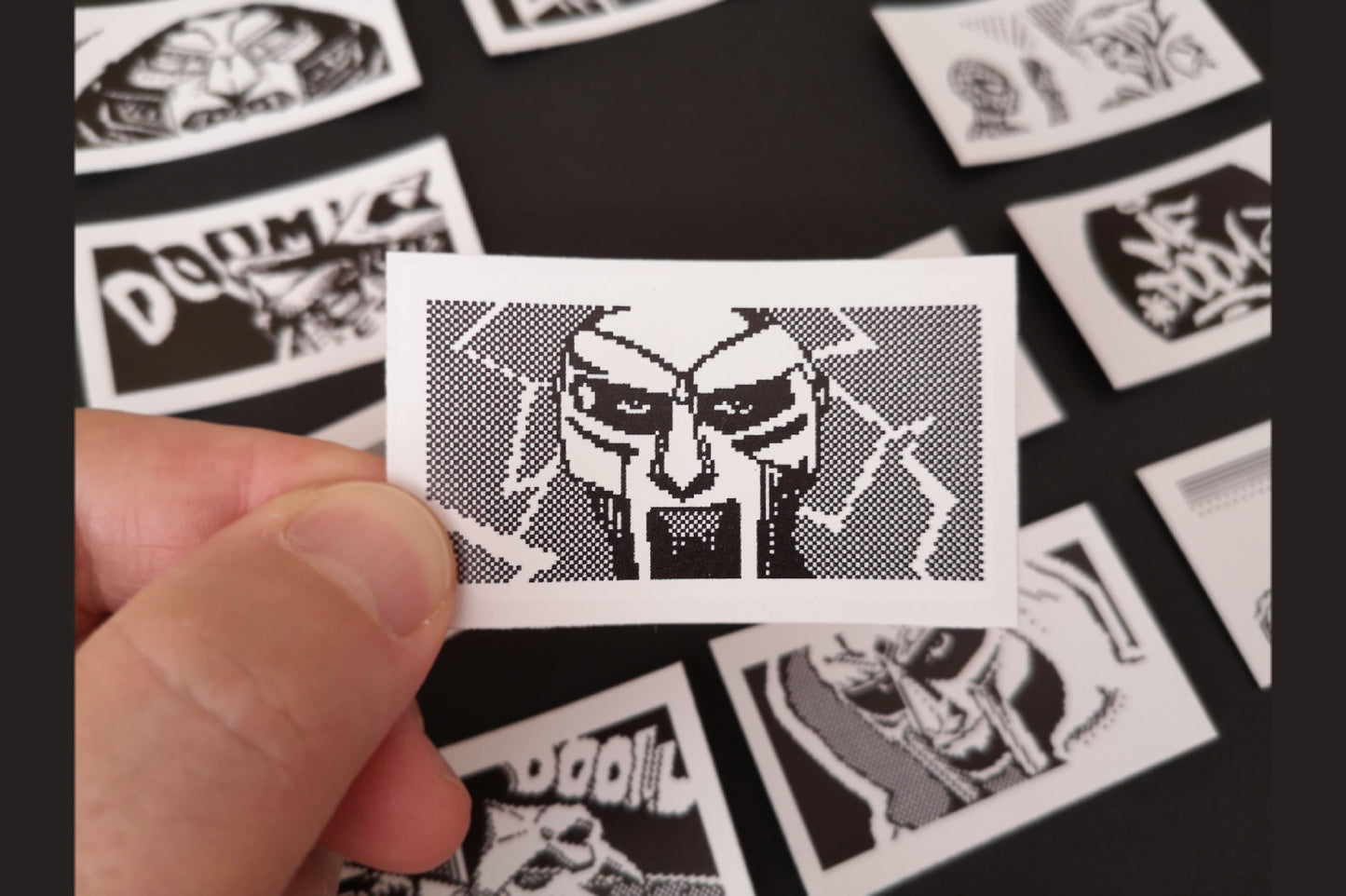 MF DOOM black and white sticker set - Cremacaffe Design