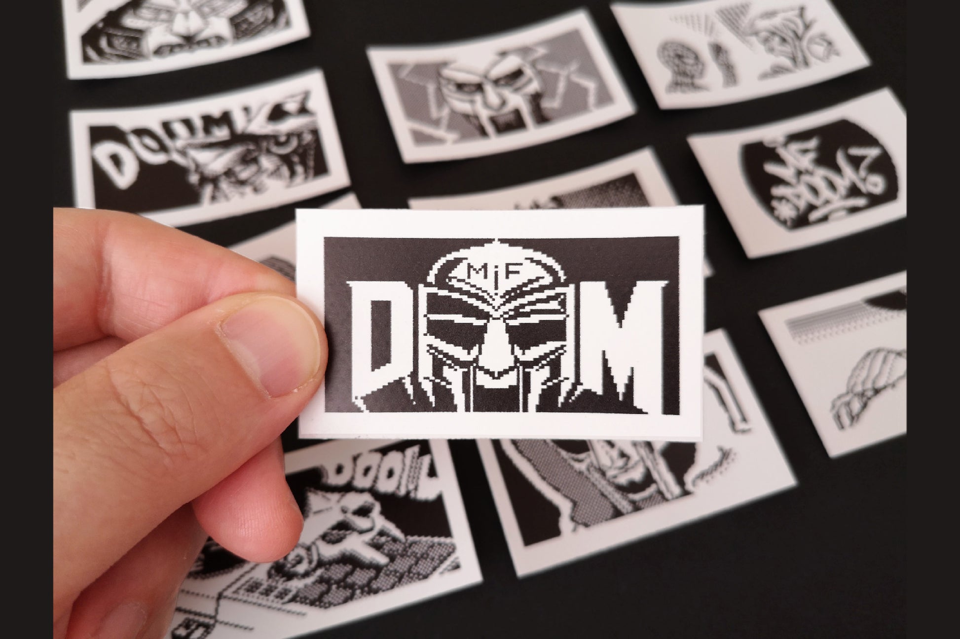 MF DOOM black and white sticker set - Cremacaffe Design