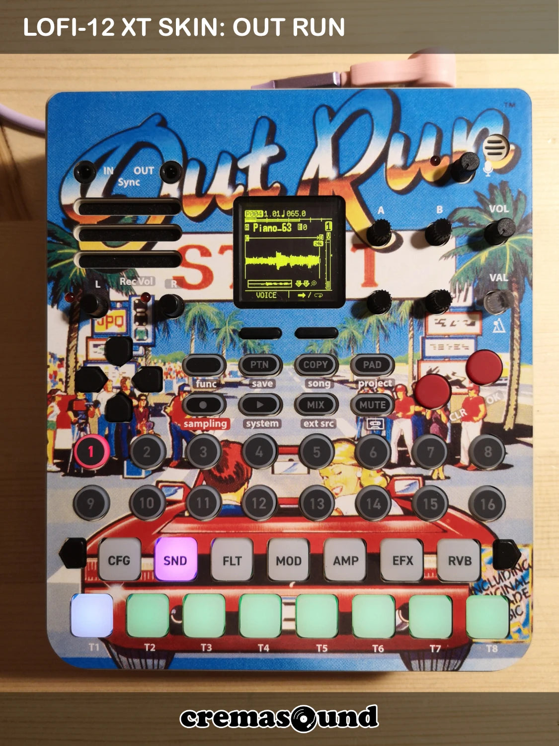 OUT RUN Skin for the Sonicware Lofi-12 XT sampler - CremaSound