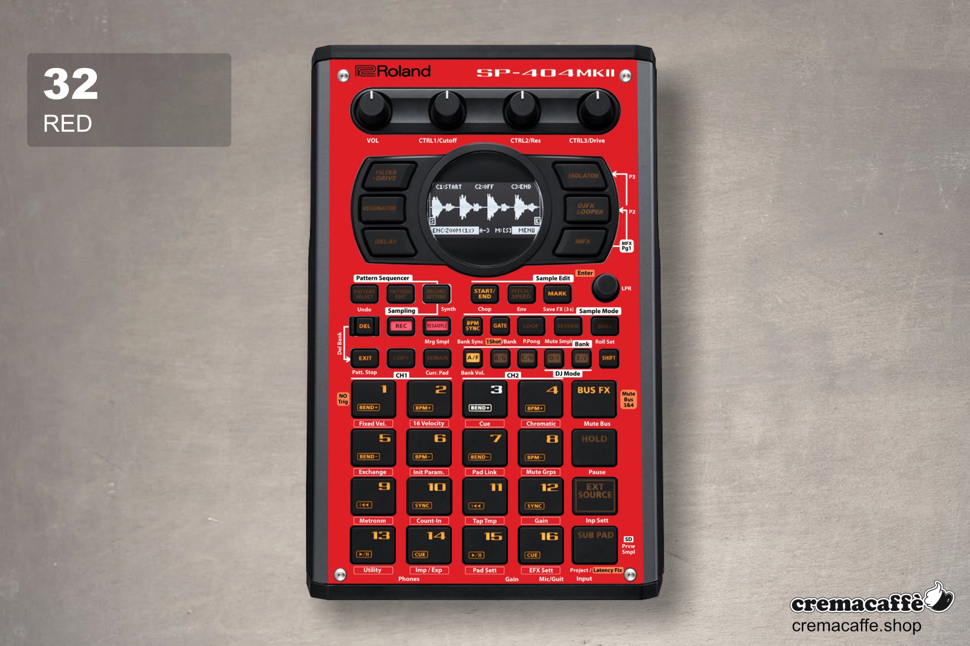 RED - DIY Skin for the Roland SP-404 MK2 by Cremacaffe Design